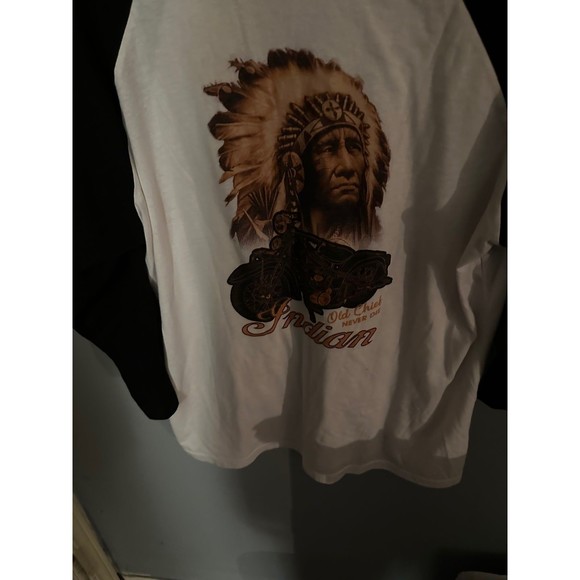 Indian Motorcycle Graphic White And Black Baseball Tee, Bella Canvas - Picture 2 of 3
